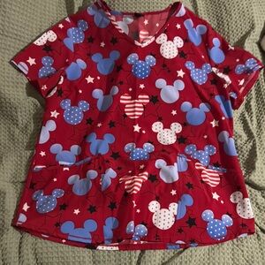 Red Mickey Mouse Scrub Top